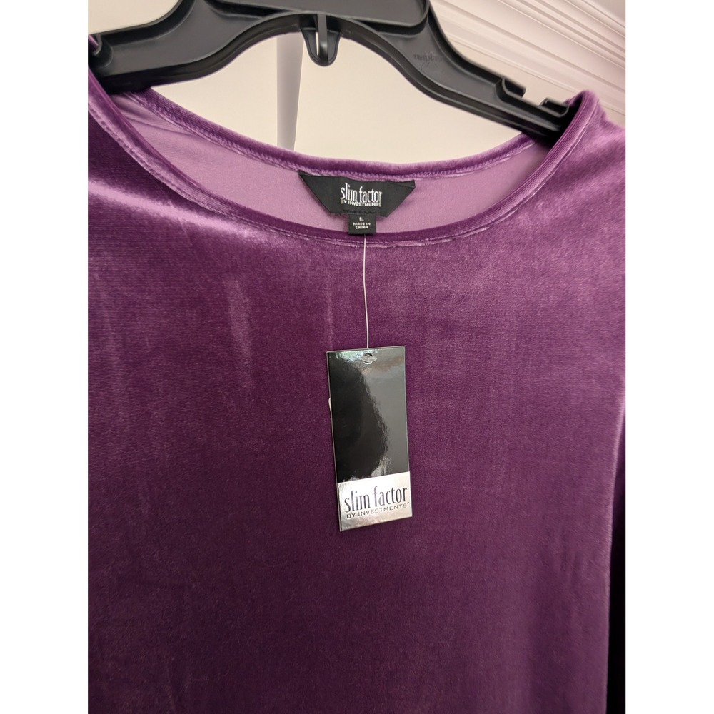 Slim Factor Womens Large Purple Velvet Burnout 3/4 Sleeve Y2k Boho Goth - Picture 4 of 10